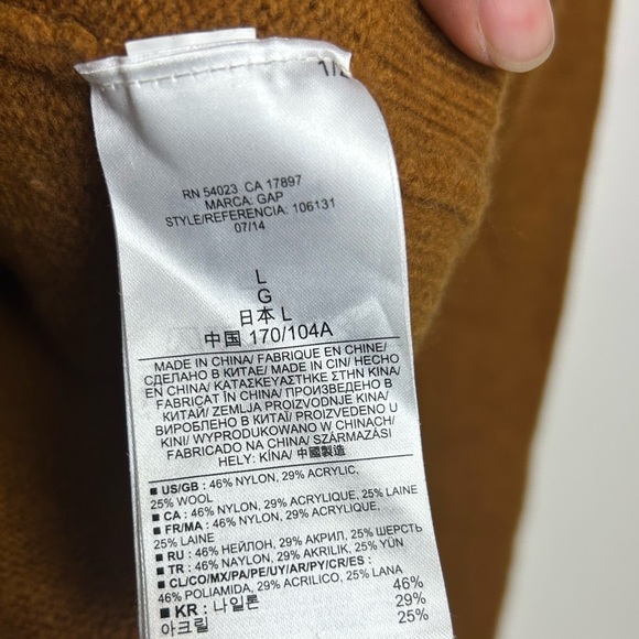 VTG Y2K Gap Sweater Mens L Metallic Wool Pullover Brown Minimalist Cozy Warm - Picture 10 of 11